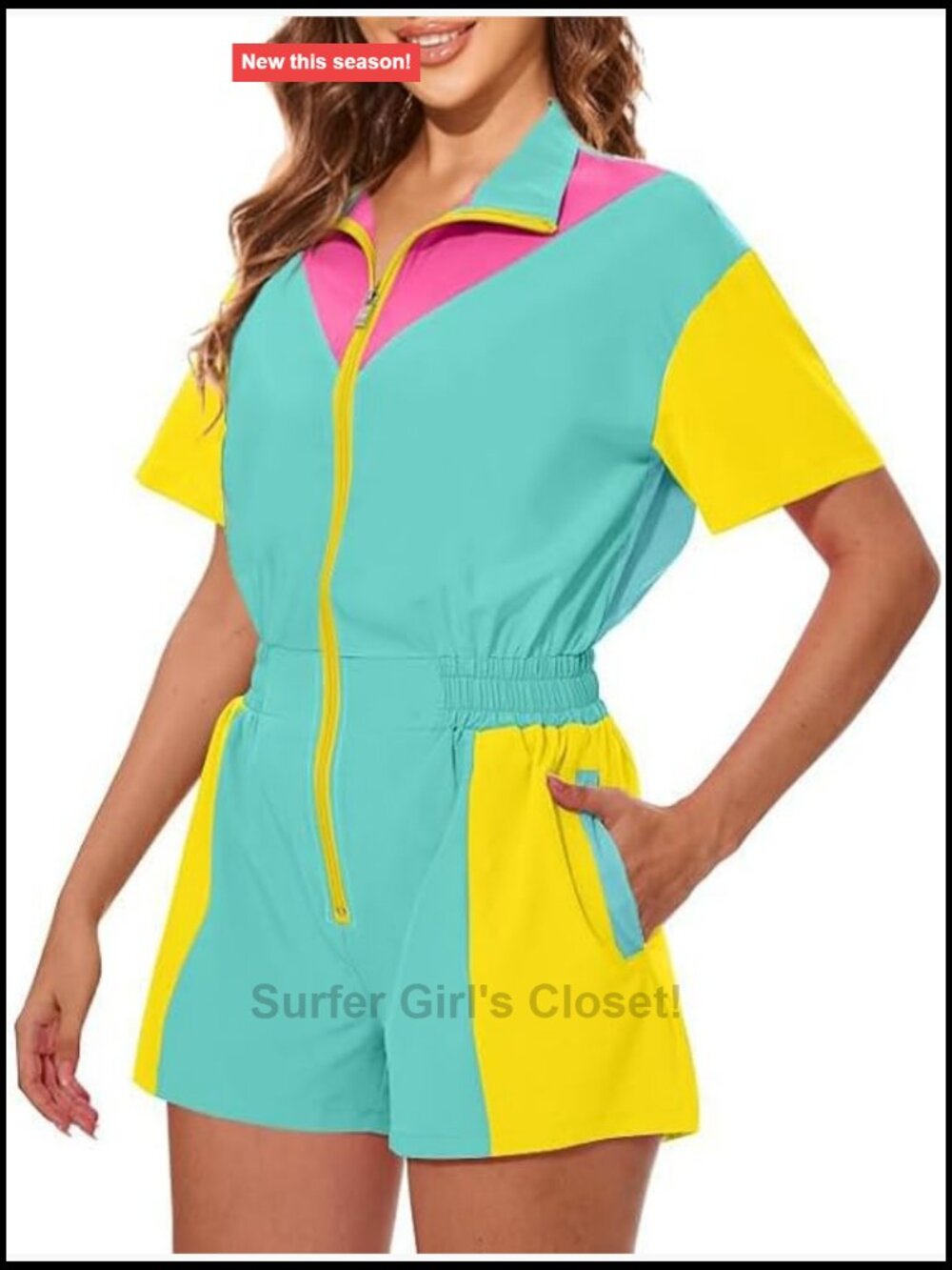 80s 90s Vintage One-Piece Jumpsuit Costume Women's Retro Bodysuit Short Sleeve